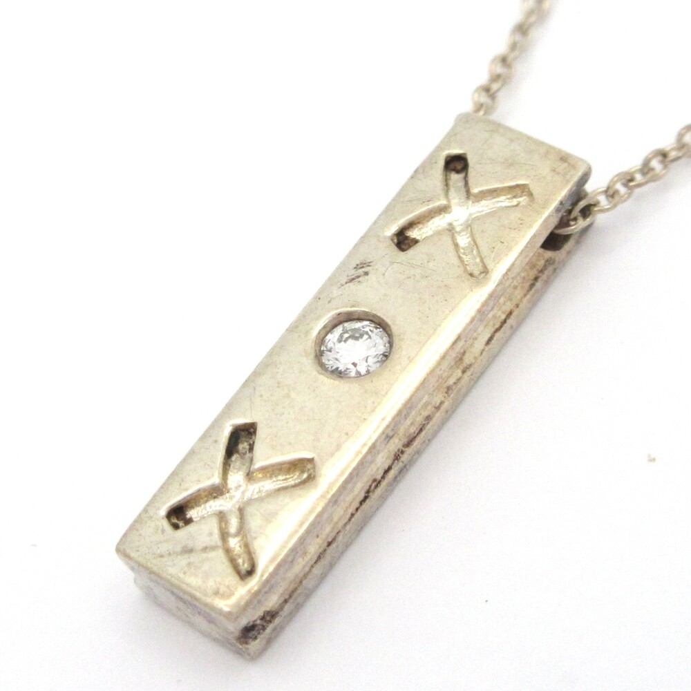 Tiffany & Co. Kiss Bar Necklace Diamond Silver